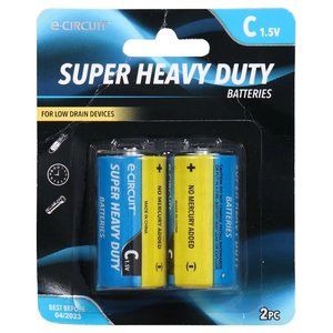 E-Circuit Super Heavy Duty C Batteries, 2-ct. Pack